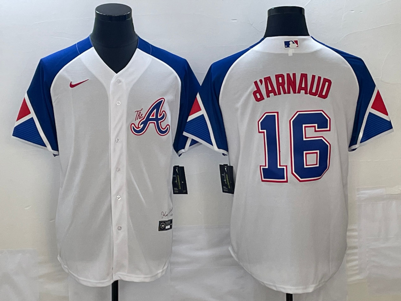 Men's Atlanta Braves Travis d'Arnaud #16 White 2023 City Connect Jersey